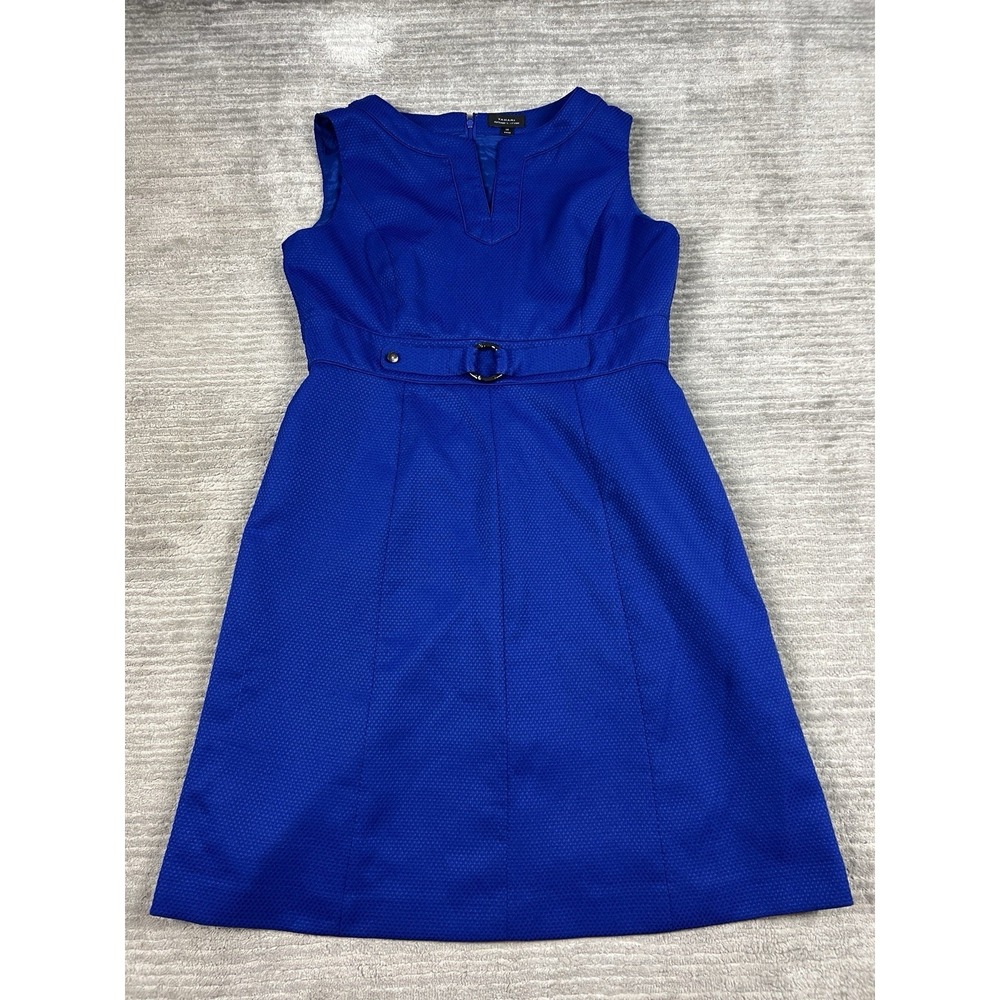 Tahari Dress Womens 14‎ Blue Sleeveless Sheath Knee Length Polyester Lined